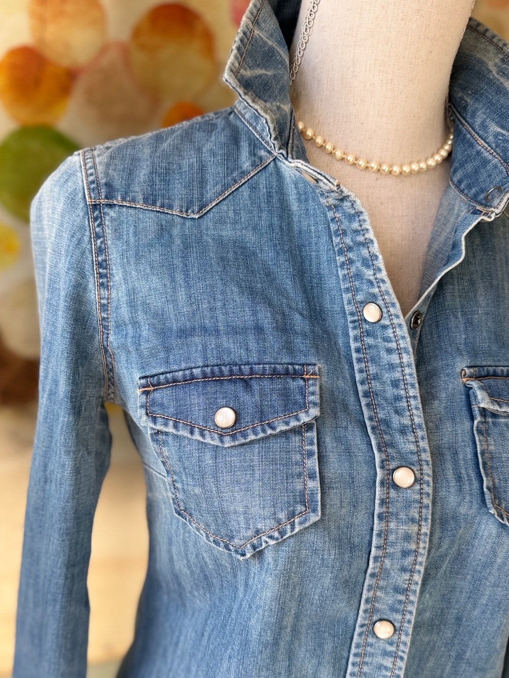 J. Crew Denim Button-Front Shirt - Picture 3 of 14